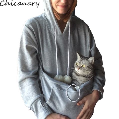 sweatshirt with a cat pouch|kangaroo pouch hoodie for cats.